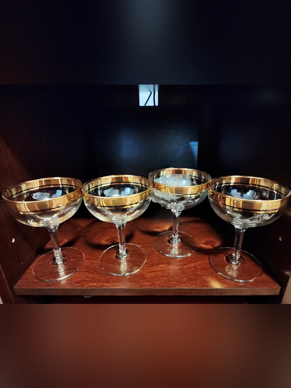 Elegant Gold-Rim Coupe Glasses - Set of 4